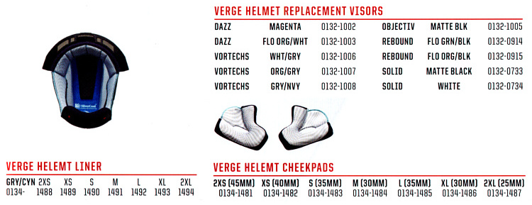 replacement parts helmet verge-sit